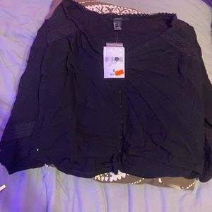 Black long sleeve off the shoulder